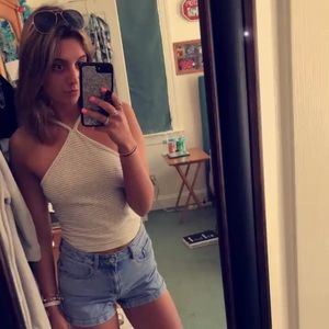 White and grey crossed tank top